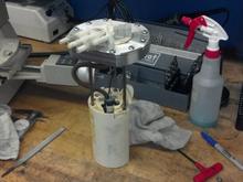 Aluminum Fuel Pump Mount. To be welded into the fuel cell.