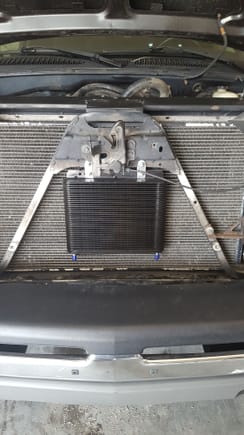 Been waiting on a few parts so decided to throw the new tranny cooler on. Hopefully this keeps the temps down when hauling my boat this summer...