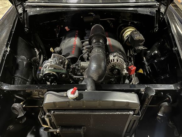 LQ4 Cast Iron bottom, 317Heads, LS2 intake manifold, truck accessory drive. About 430HP