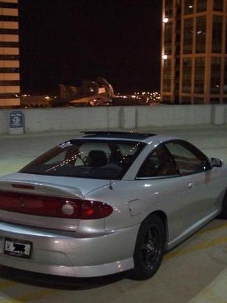 car prior to supercharger looking over milenium park in downtown Chicago from parking garage