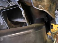 Here is the driver side lower mount, with the mount notched out for extra down travel.
I will be cutting this out next week.