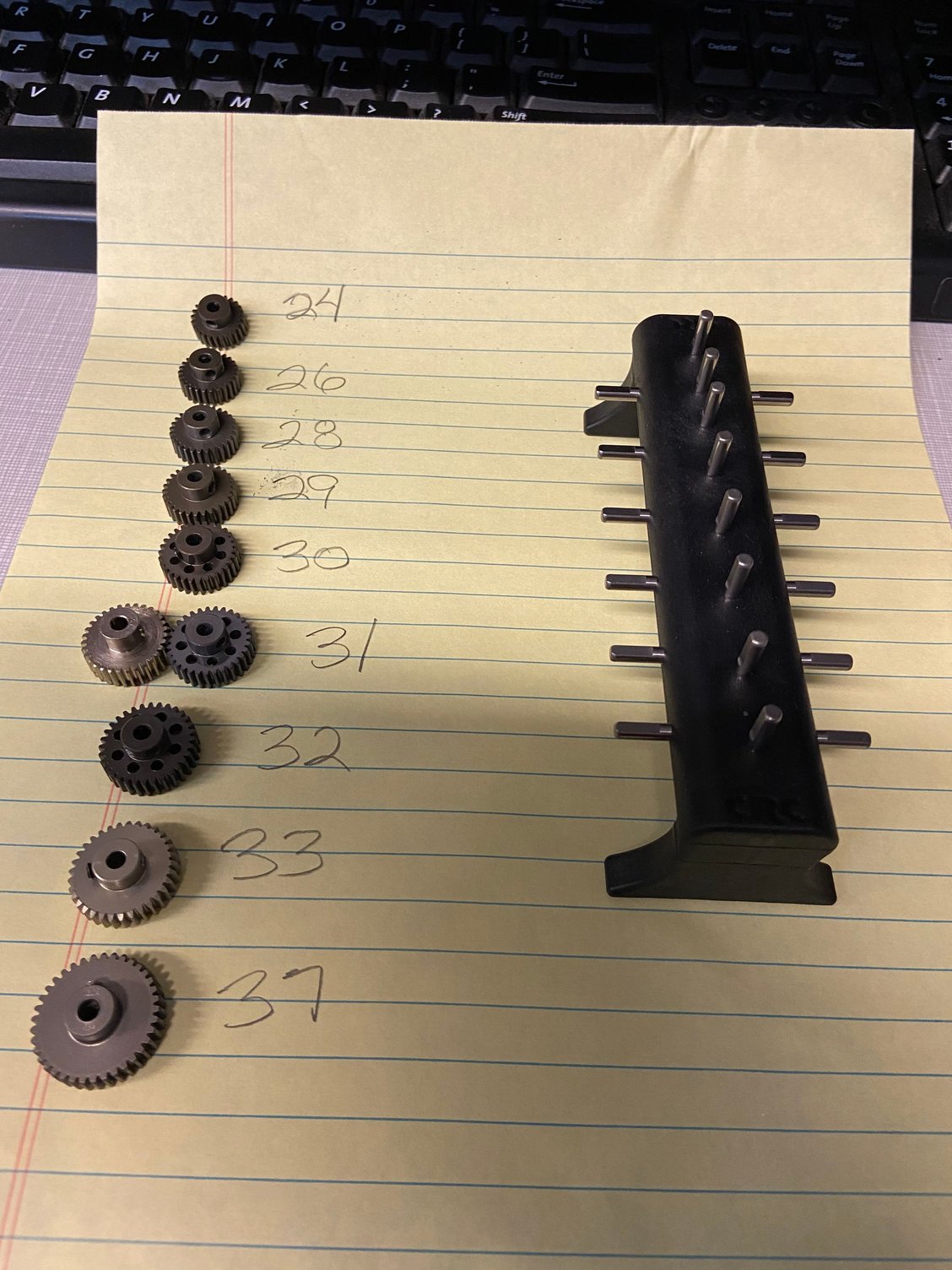 48 PITCH PINION GEARS (10 IN ALL) & CRC PINION HOLDER50 SHIPPED