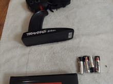 Controller,  AA batteries, and 5200mah 80c battery w/Traxxas connector 