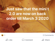 Well, it’s been an interesting day on the Facebook group. I guess if undecided about buying might have a wait once current supply is sold. 