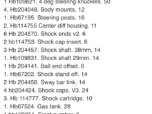 Parts list
