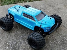 This  blue MT is same chassie like mine almost,.  
Only they have smaller pinion,  MT Body,  MT Wheels and MT Shocks on. 