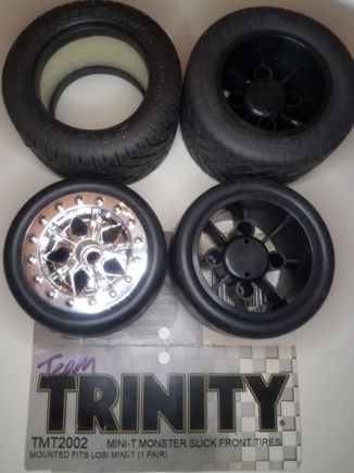 Stormer has these Team Trinity  Mini-t wheels / tires.