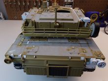 Overall rear shot with the partially complete turret.  Doghouse and commander's copula are still works in progress.