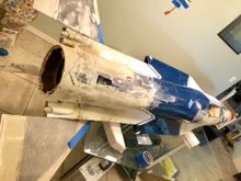 Last fiberglass layer was with .75 oz fiberglass. This is for a better finish and an easier weave for the primer to fill. 