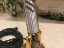 Home made microphone, including the internal ribbon type microphone element and hand wound transformer.  Took three years on again- off again work. Gets regular use on the air, ham radio.