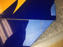  This marks one side of the cutout with front and back marked.  I use a small plywood jig with a slot to guide a Dremel with a 2 mm drill bit to make the cutout.  