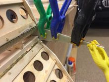 I opted to add a thin layer of G10 to ply rib that the DB/F rest on next to the aileron.  This rib seems at risk to get crack off - it's just a matter of time!