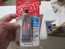 After seating the lens with LED in place, Goop was squeezed into the surrounding area to lock it into place.  