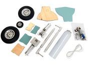 Shown here are the set of struts for the P-47 with air tank, air valve, air lines and accessories at a real affordable price. Wheels not included at this low price.