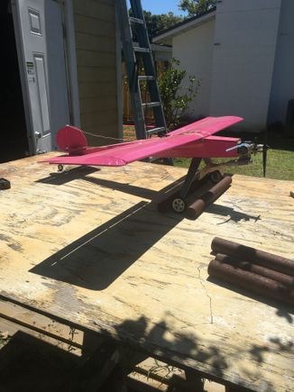 This was an electric Telemaster 48” kit. Flat wing, stik body and surfaces with an OS .25 glow. Test flight coming