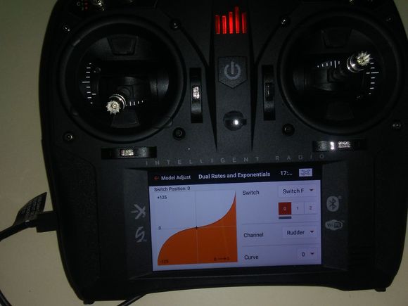 Low rates have a lot of expo for tight stall turns and knife edge looping maneuvers yet gentle around neutral to avoid over inputs during rolling maneuvers