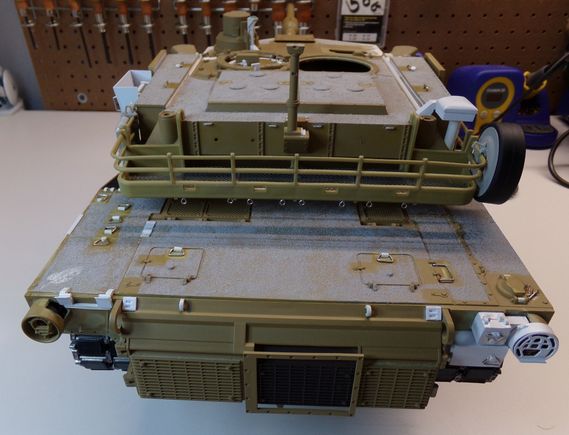 Overall rear shot with the partially complete turret.  Doghouse and commander's copula are still works in progress.