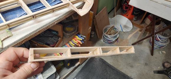 front of aileron, gaps will be filled and slotted after angle is sanded in.  could also put strip across leading edge.