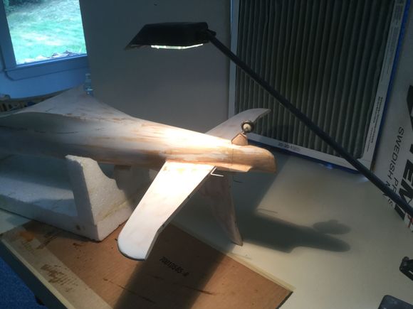 Tail section in Gerry’s makeshift spray booth getting ready for some primer.