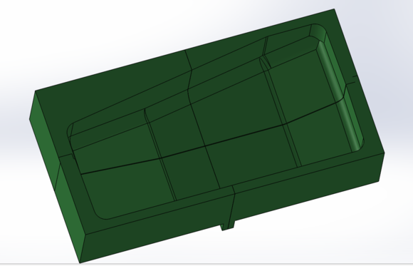 There is the mold with side cross section view. I am splitting the mold in 4 parts. 2 bottom, and 2 top. 