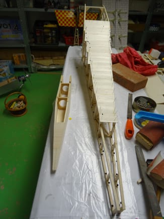 Fuselage now trued up and top sheeting added. Note Sharkface fuselage alongside.
