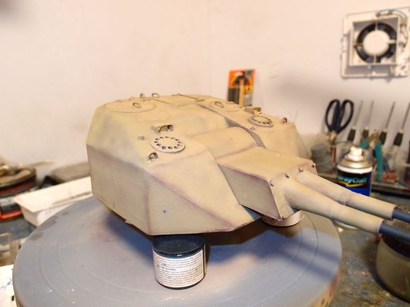 Tamiya dark yellow 2 , light coats want some hull red showing thro in places.