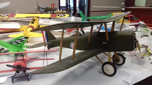 Francois Dutreuil's SE5a. Yet to be finished and flown. The triplane is typical of one of his self-built small foamy indoor models.
