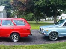 My new Rx3 wagon park in front of my Rx3 coupe.