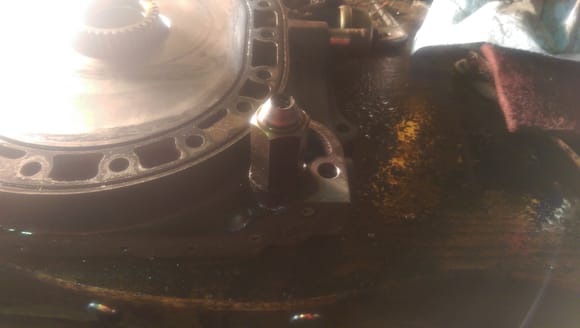 Oil Pressure Regulator before hammer treatment - went from ~8.1mm to ~6.1mm diameter hole which should raise the oil pressure