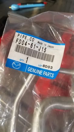 So just the pipes that bolt to the evap core are available through mazda. For anyone needing them. $247 with 2 little O rings.