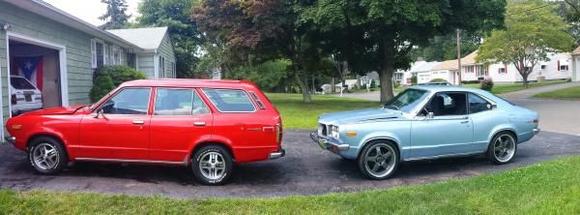 My new Rx3 wagon park in front of my Rx3 coupe.