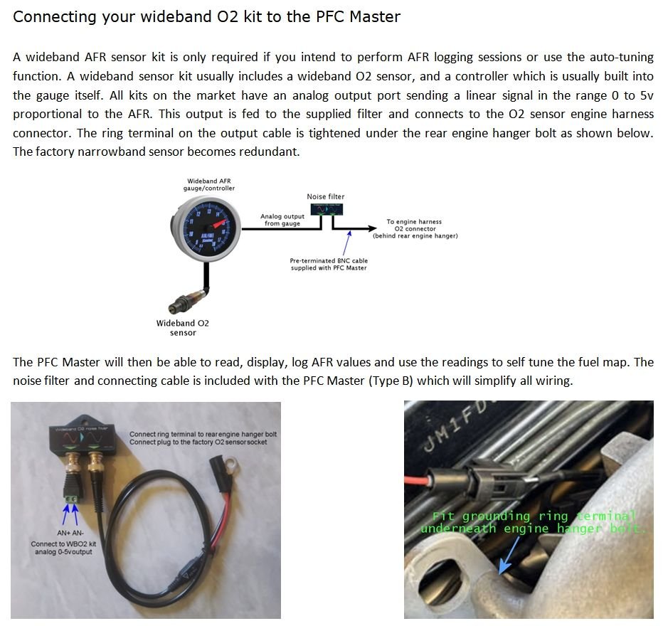 Wideband O2 connection for PFC Master model B