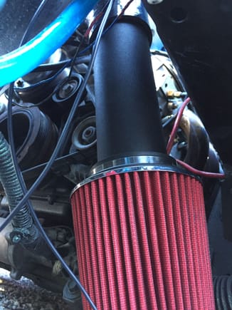 Buy 12" length 3.5" intake tubing (Airraid or AEM), buy filter. The placement of the filter is perfect. it sits snug right beside the radiator support beam and maximizes IAT's.