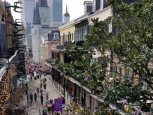 The view from our friends' apartment looking toward St. Louis Cathedral in Jackson Square.