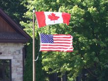 From our water tour, we saw several homes flying both the Canadian and US flags.