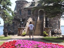 Boldt Castle. This is the power house which also had apartments for workers. The grounds are beautiful  The guy in the photo is mine.