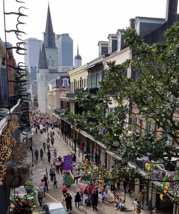 The view from our friends' apartment looking toward St. Louis Cathedral in Jackson Square.