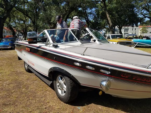 Yes, this is a boat body on a car chassis. Yes, it is a street legal motor vehicle. Yes, it was driven to CTC from somewhere in Louisiana. 