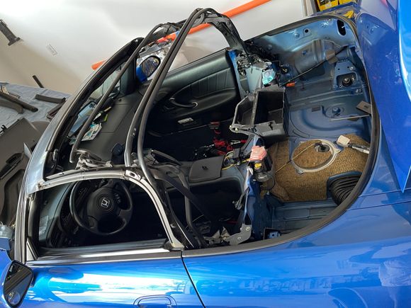 Let's take everything out of the interior so the old man can fit in!