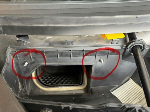 Front AC air filter housing