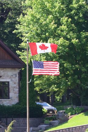 From our water tour, we saw several homes flying both the Canadian and US flags.