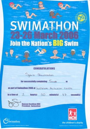 Swimathon certificate