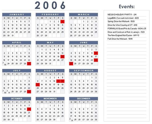 2006 Event Calendar