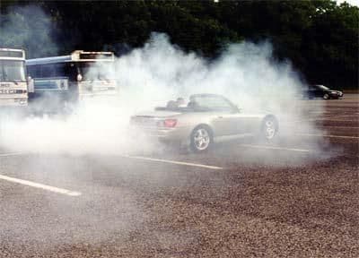 Silver S2000 roasting it's tires