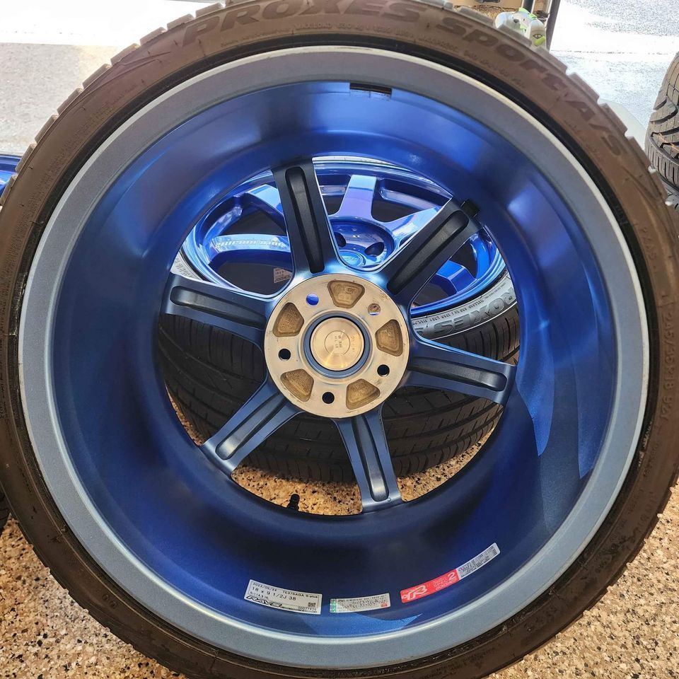 Wheels and Tires/Axles - Hyper Blue 18x9.5 +38 5x114.3 Volk Racing TE37s on 245/35 Toyo Tires - Used - All Years  All Models - Ellicott City, MD 21043, United States