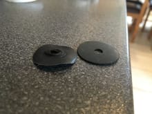 Old foam washer compared to the new rubber version.
