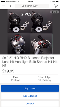 It's all included in kit for h1 h4 h7 bulbs inc mounting brackets