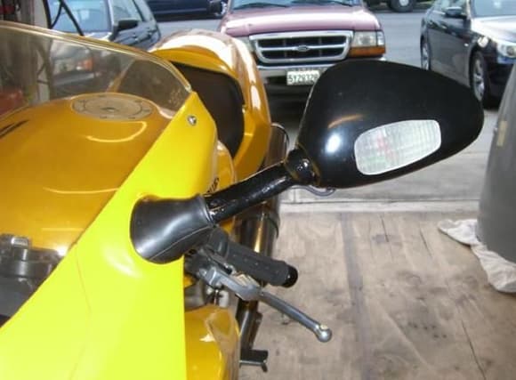 LED turn signal in stock mirror. Mirror stalk extended 1&quot;