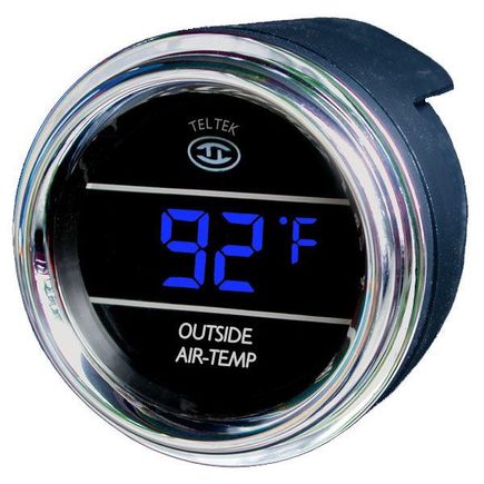 Auto Thermometer Gauge for Trucks and Cars

Product Page: https://goo.gl/ZfZ78J

The Truck and Auto Thermometer Gauge accurately displays the temperature inside or outside (one or the other) of your car, truck or semi. Teltek USA gauges are best in class and backed by over 20 years of design and manufacturing. If you need inside AND outside check out our dual temperature gauge!

Made in the USA and secured with a Lifetime Warranty
Press button on gauge display to switch between Fahrenheit and Celsius
Temp range: -99°F to 150°F (±1°F accuracy), Temp range Celsius: -76°C to 65°C (±0.5°C accuracy)
10' plug sensor cable for taking temperature reading (cable is easily replaced if damaged)
Mounts in the standard 2 1/16" hole which fits most dashes.  If 2 1/16" hole not available, can install in a mounting bracket, display or pillar. Or, order one of our self-enclosed box temperature gauges.
Easy installation instructions included (as little as 20 min installation time)
Compatible with any vehicle with 12vdc power
Lifetime warranty, excluding abuse and the sensor cable
When temp drops to 34° F the gauge will flash "ICE"  then return to normal temp monitoring. The "ICE" warning will not flash again until the temp rises to 37° F and drops back to 34° F again.
