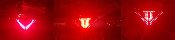 The result: my "V2" Brakelight. The "V" is always on, the Roman No 2 "II" eluminates when braking